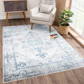 Bloom Rugs Washable Non-Slip 8 ft x 10 ft Rug - Teal Beige
