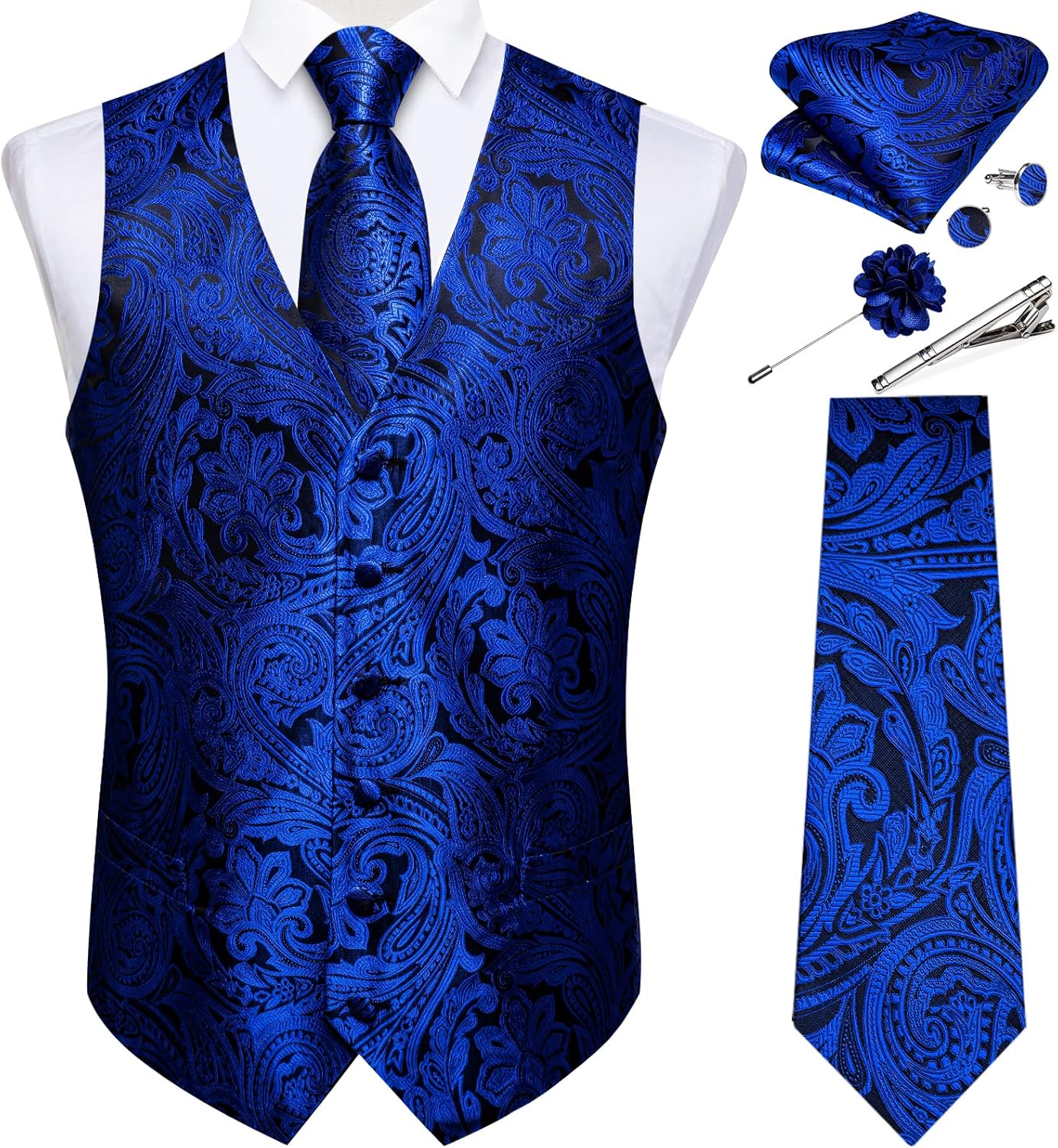 DiBanGu Mens Vest and Tie Set for Formal Occasions and Weddings