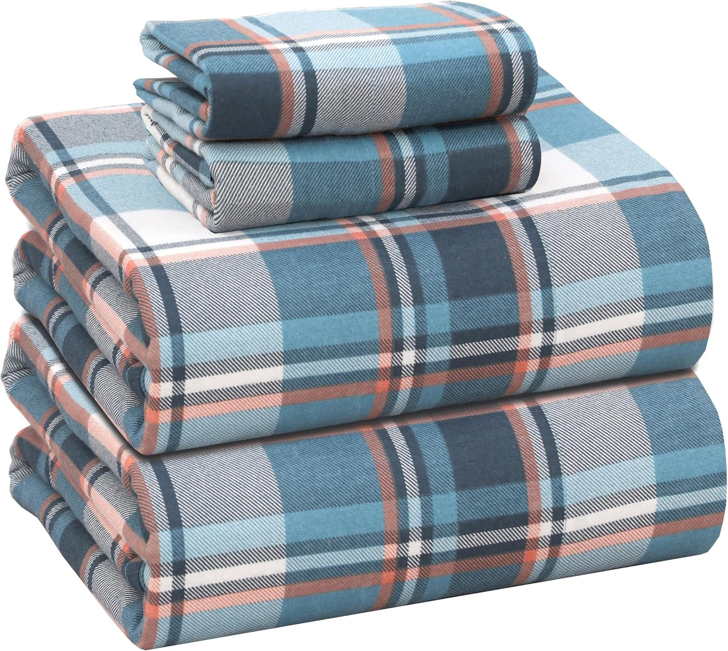 RUVANTI Flannel Sheets Twin Size Set - 100% Cotton Comfort