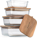 Set of 4 Stackable Borosilicate Glass Meal Prep Bowls - Space-Saving
