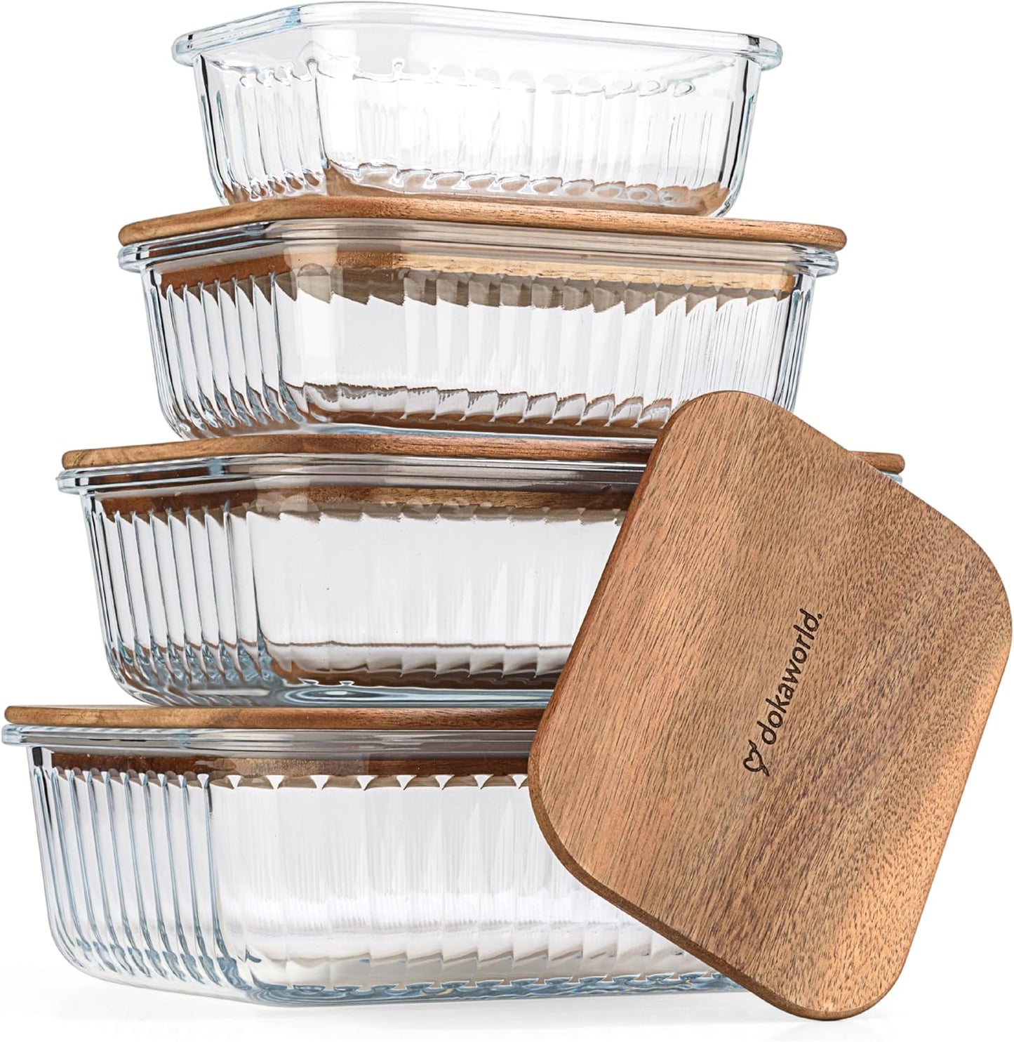Set of 4 Stackable Space-Saving Nesting Glass Bowls for Food Prep