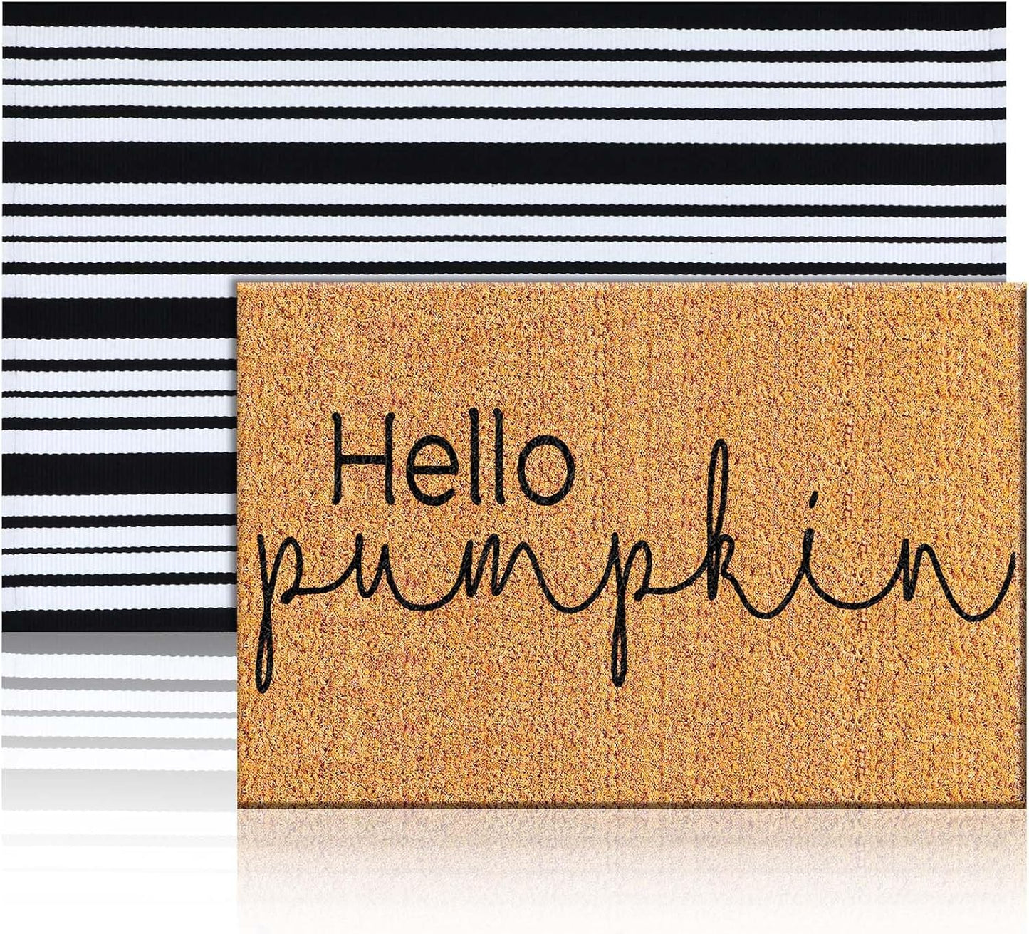 Hello Pumpkin Coir Doormat Set for Fall Outdoor Decor