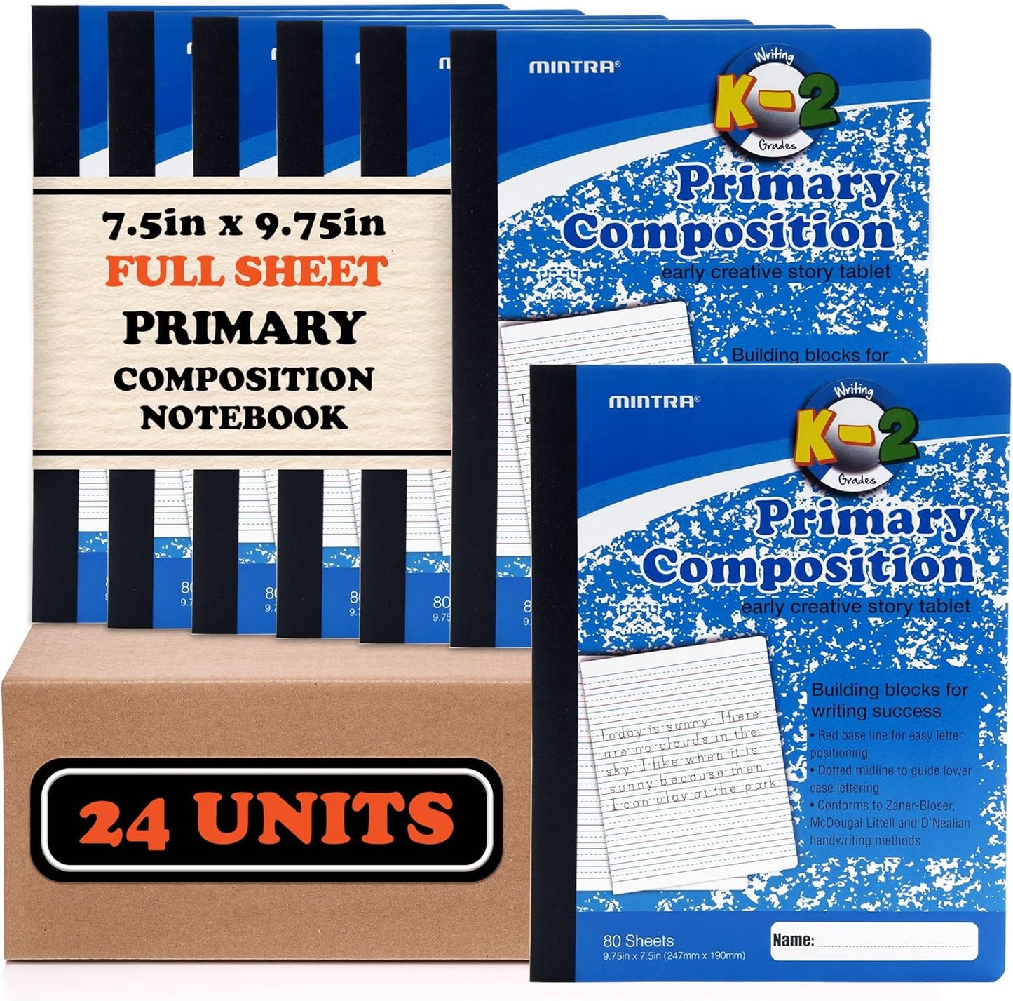 Mintra Primary Composition Notebook for Grades K-2, 24 Units
