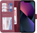 Burgundy Genuine Leather Wallet Case for iPhone 13 Pro Max
