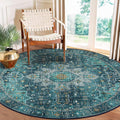Ultra-Thin Round Teal Rug 6ft - Low-Profile Washable Living Room Mat