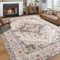 Noahas Beige 8x10 Area Rug for Living Room - Vintage, Machine Washable