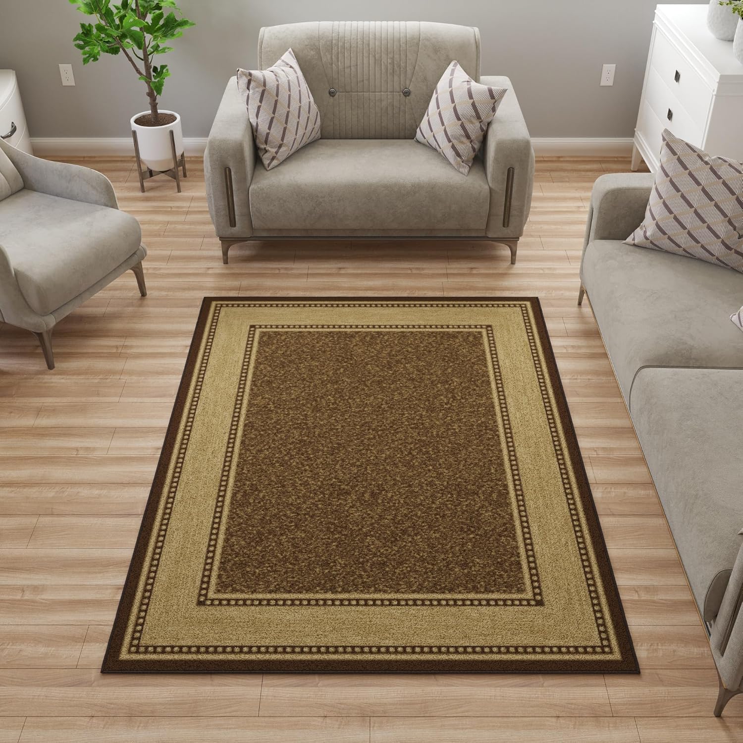 Ottomanson 5ft x 6ft 6in Non-Slip Durable Area Rug for Living Room