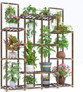 Indoor Tall Plant Stand 4-Tier Wood Shelf for 14 Pots - Space Saving