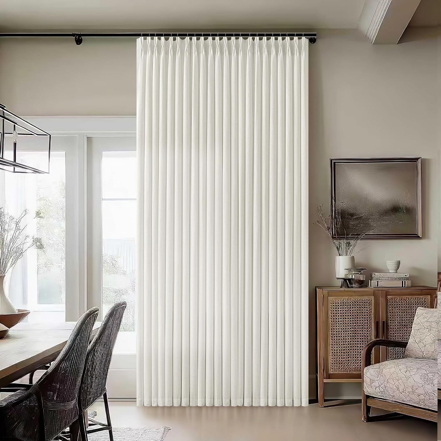 Pinch Pleat Linen Semi Sheer Curtains for Elegant Living Spaces