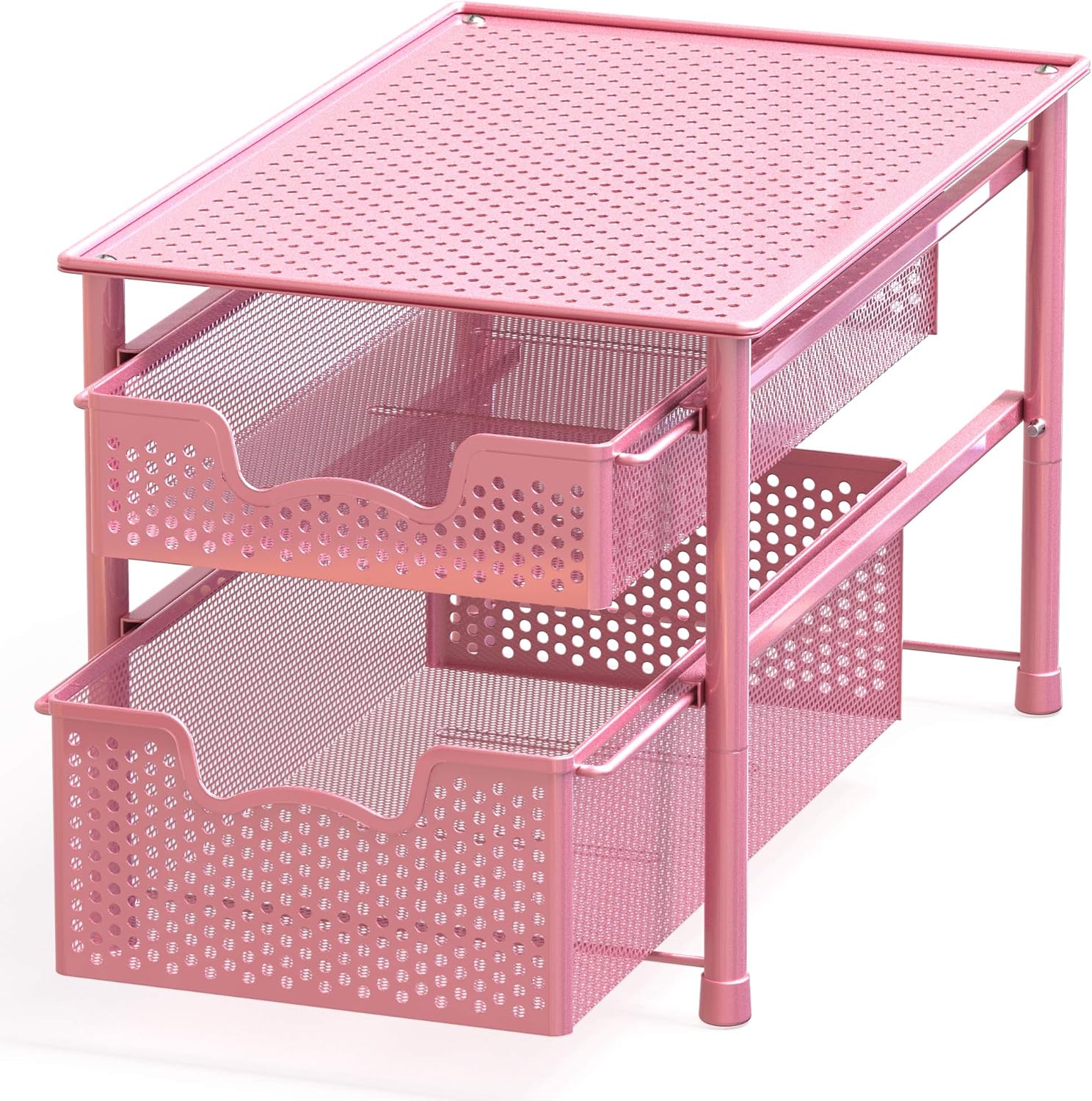 Stackable 2 Tier Sliding Basket Organizer for Efficient Storage
