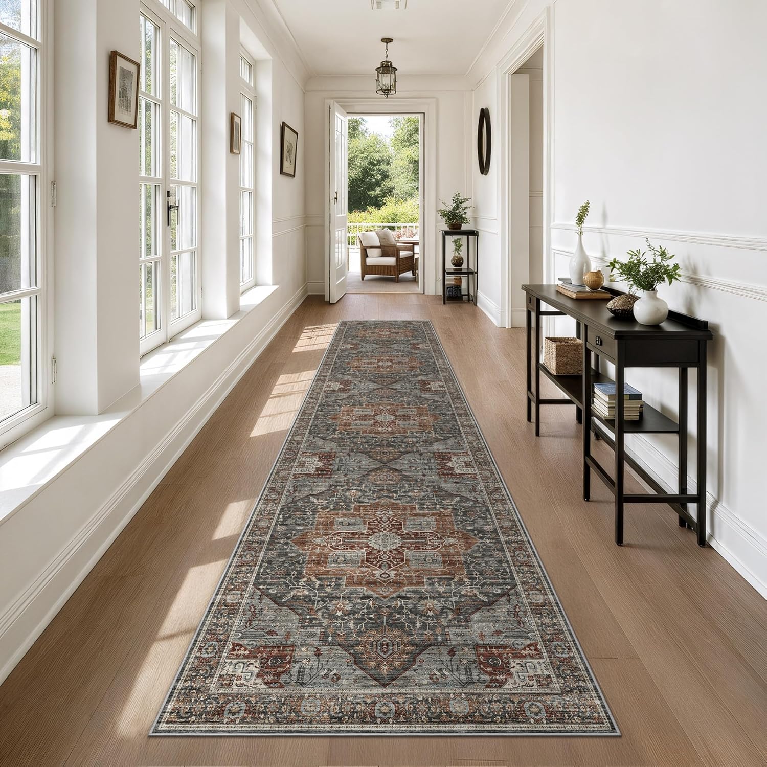 Washable Runner Rug for Hallways - Ultra-Thin Anti Slip Design