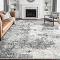 Living Room Area Rug 10x12 Washable Abstract Low Pile - Soft Neutral
