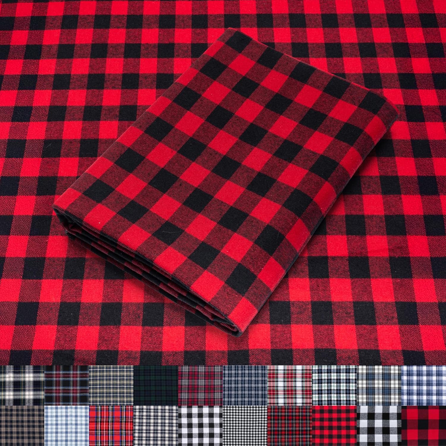 Pico Textiles 5 Yards Bolt Black and Red Buffalo Plaid Fabric