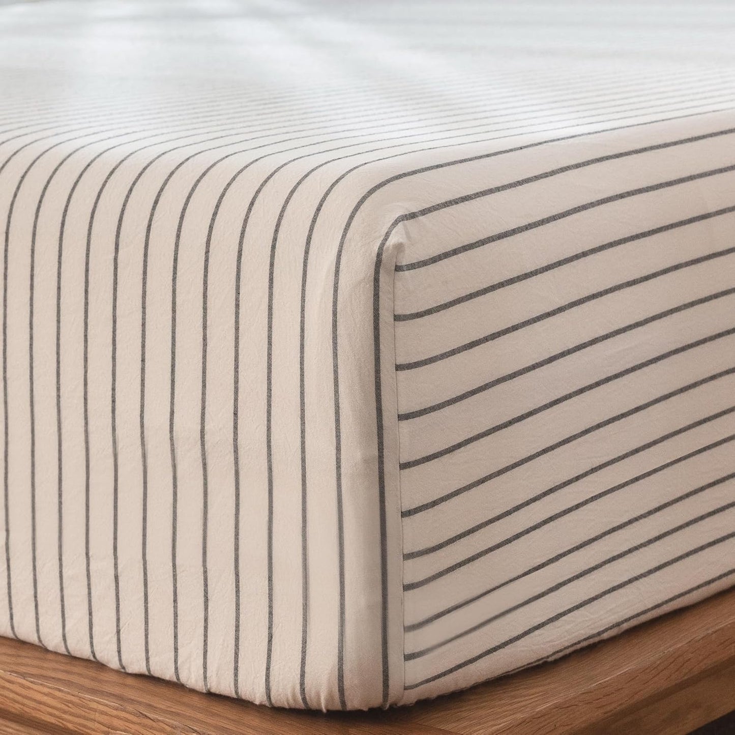 MooMee Fitted Bottom Sheet 100% Washed Cotton for King Size