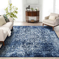 vivorug 8x10 Area Rugs Navy Blue - Machine Washable, Vintage Look