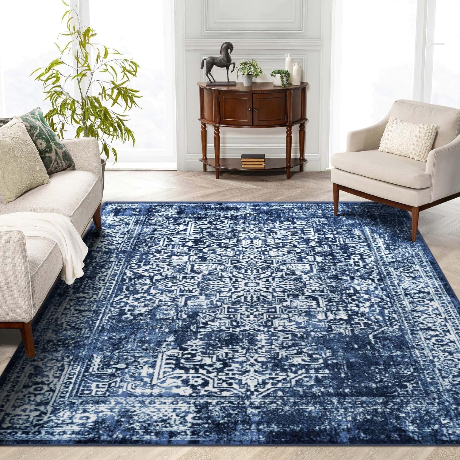 Vivorug 8x10 Area Rugs: Vintage-Inspired Stain Resistant Design