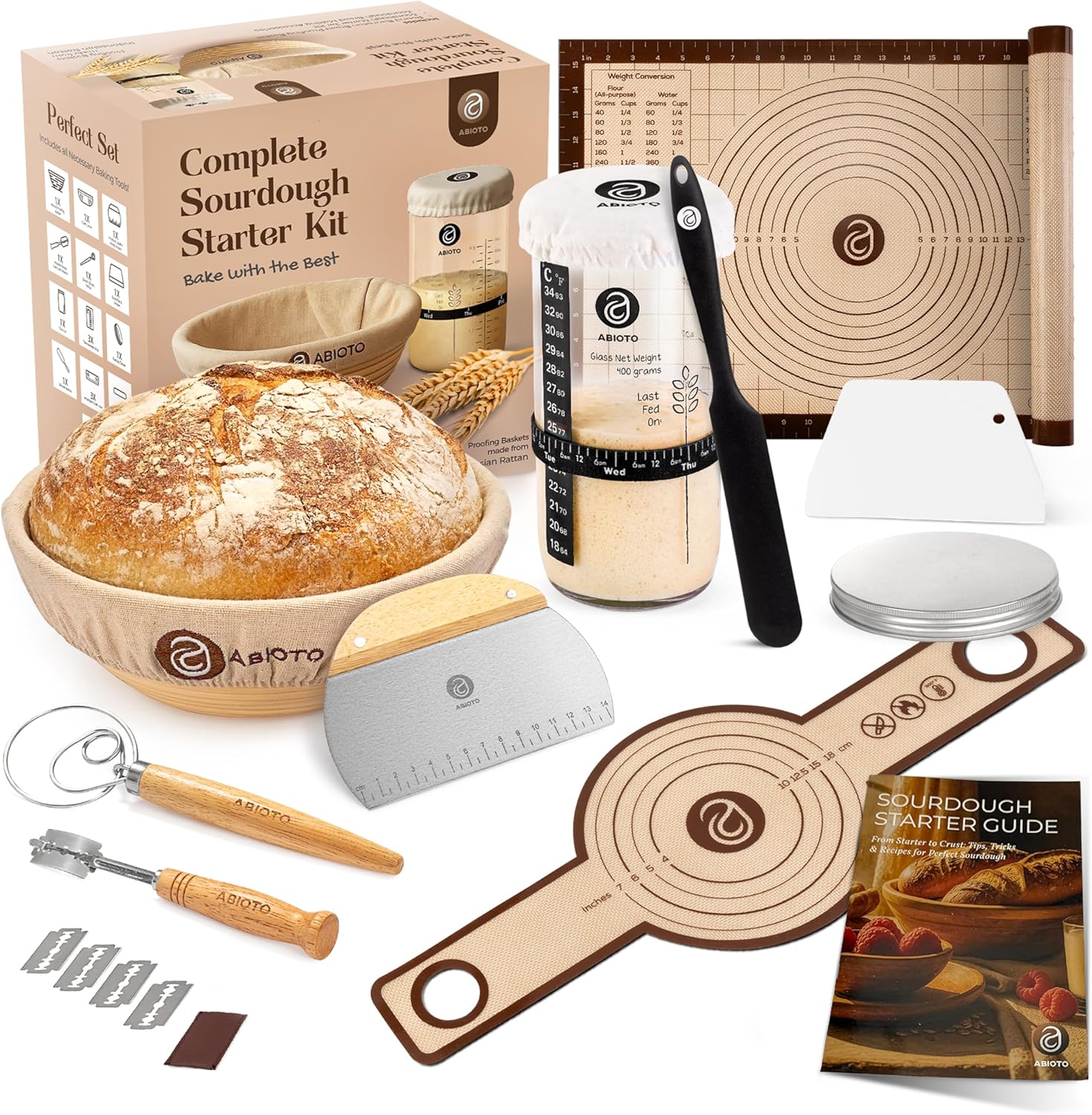 Sourdough Starter Kit with Proofing Basket and Starter Jar