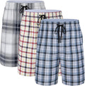 Men's Cotton Plaid Pajama Shorts 3-Pack - Lightweight Comfort Bottoms