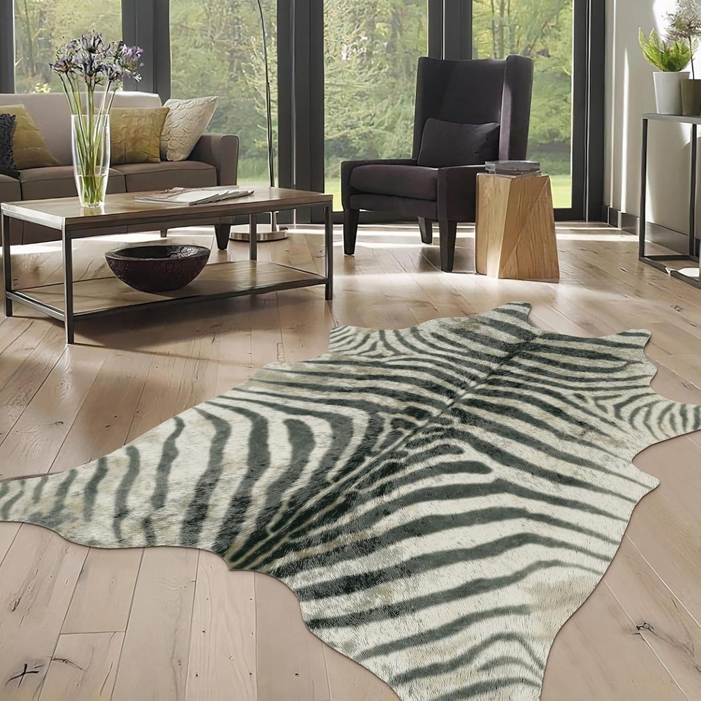 Zebra Print Area Rug - Faux Zebra Hide for Bedroom Decor