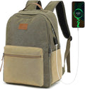 Waterproof Canvas Backpack with USB Port - Vintage Laptop Pack