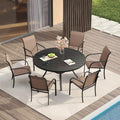 Patio Dining Set for 6 - Round Table and 6 Sling Chairs