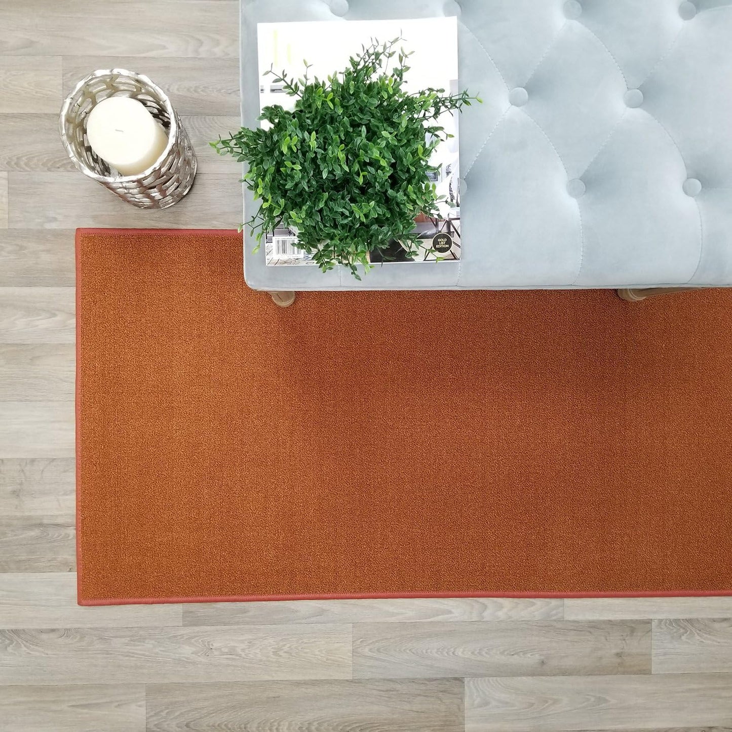 Custom Size Burnt-Orange Non-Slip Hallway Stair Runner Rug