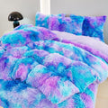 Faux Fur Queen Size Girls Bedding Set Tie Dye Ombre - Soft, Warm