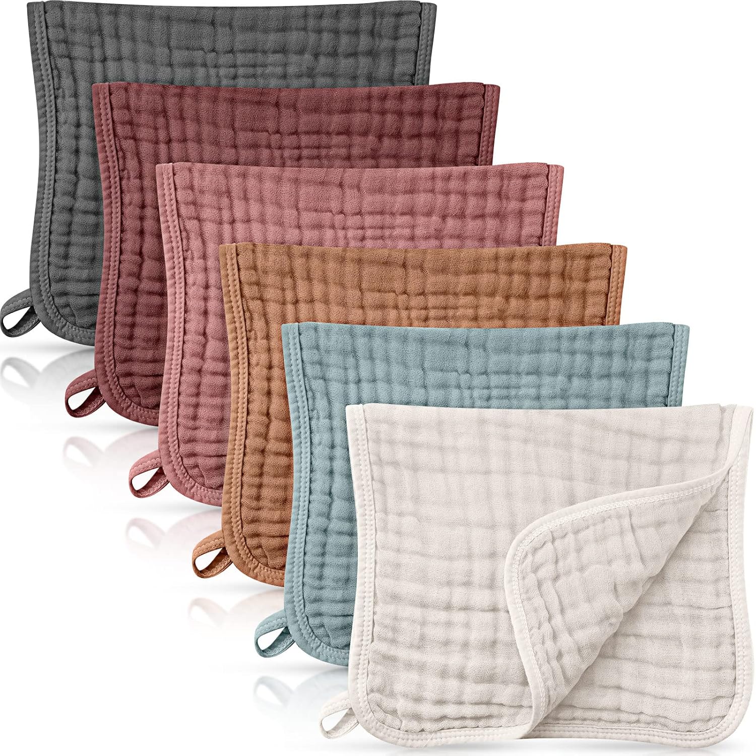 Irenare 6-Pack Large Burp Cloths | Ultra Absorbent & Multi-Colored Muslin Washcloths