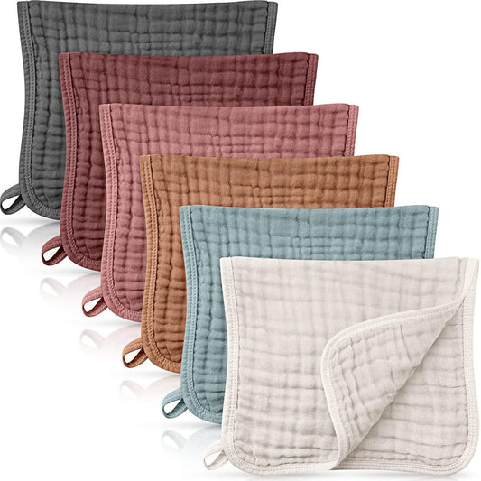 Irenare 6-Pack Large Burp Cloths | Ultra Absorbent & Multi-Colored Muslin Washcloths