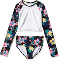 Girls' Long Sleeve Rashguard UPF 50+ Two Piece Swim Set - Sun Safe