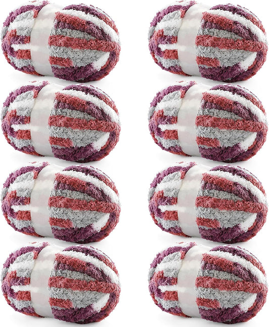 8 Pack Chunky Yarn for Hand Knitting - Soft Thick Jumbo Yarns