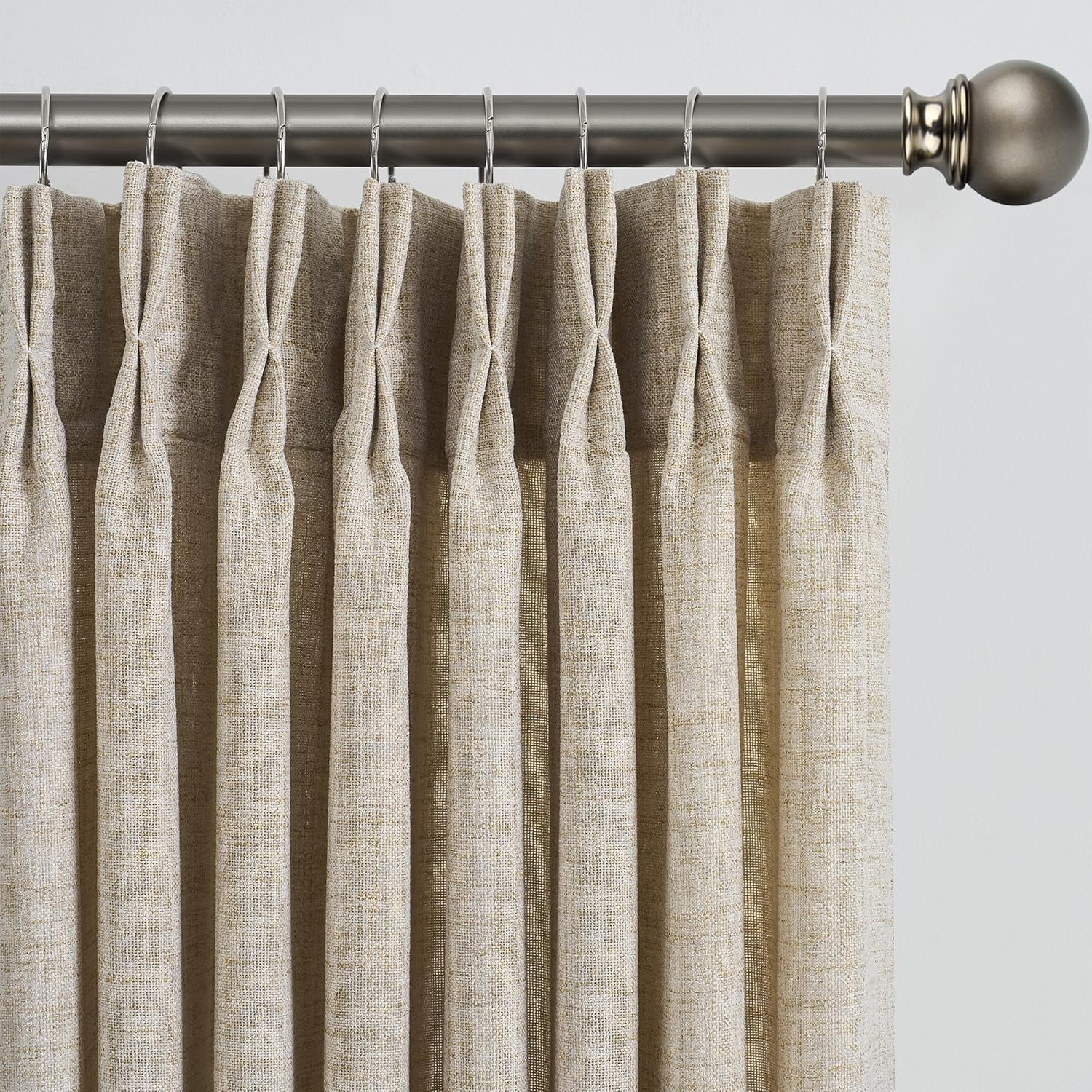 Beige Sheer Curtains 132 Inches Long with Pinch Pleat Design