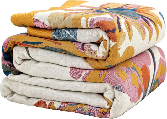 Boho Throw Blanket - 100% Organic Cotton for All Seasons