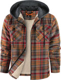 Men's Flannel Jacket Vintage Plaid Zip Up Sherpa Lined Coat - Warm