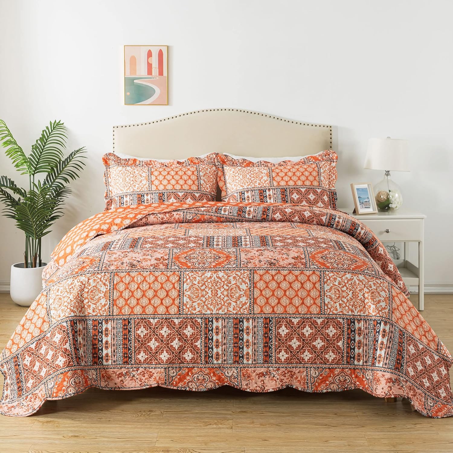 HoneiLife Vintage Quilt Sets Queen - Lightweight Floral Bedspread