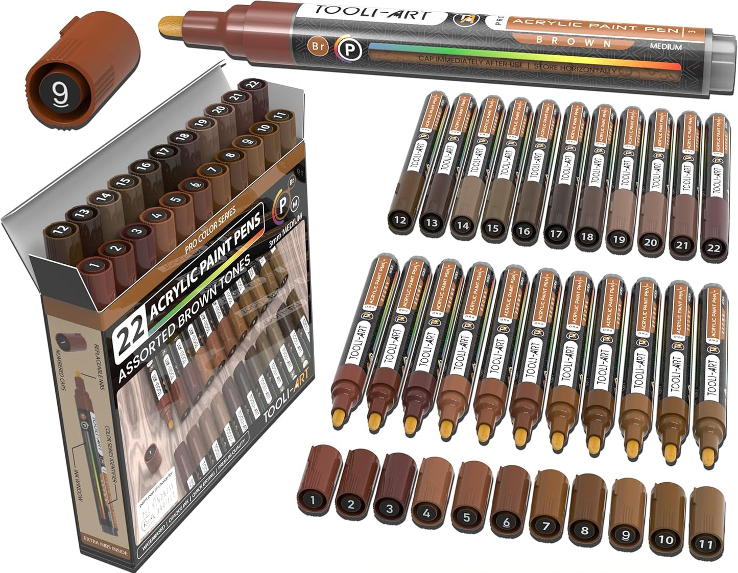 TOOLI-ART 22 Acrylic Paint Markers Set for Creative Projects