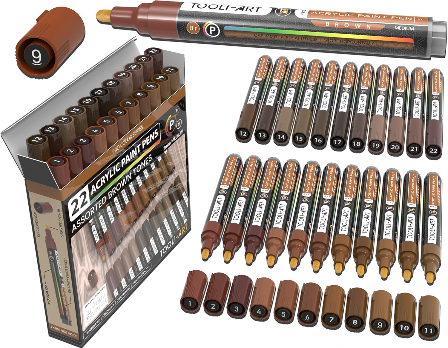TOOLI-ART 22 Acrylic Paint Markers Set for Creative Projects
