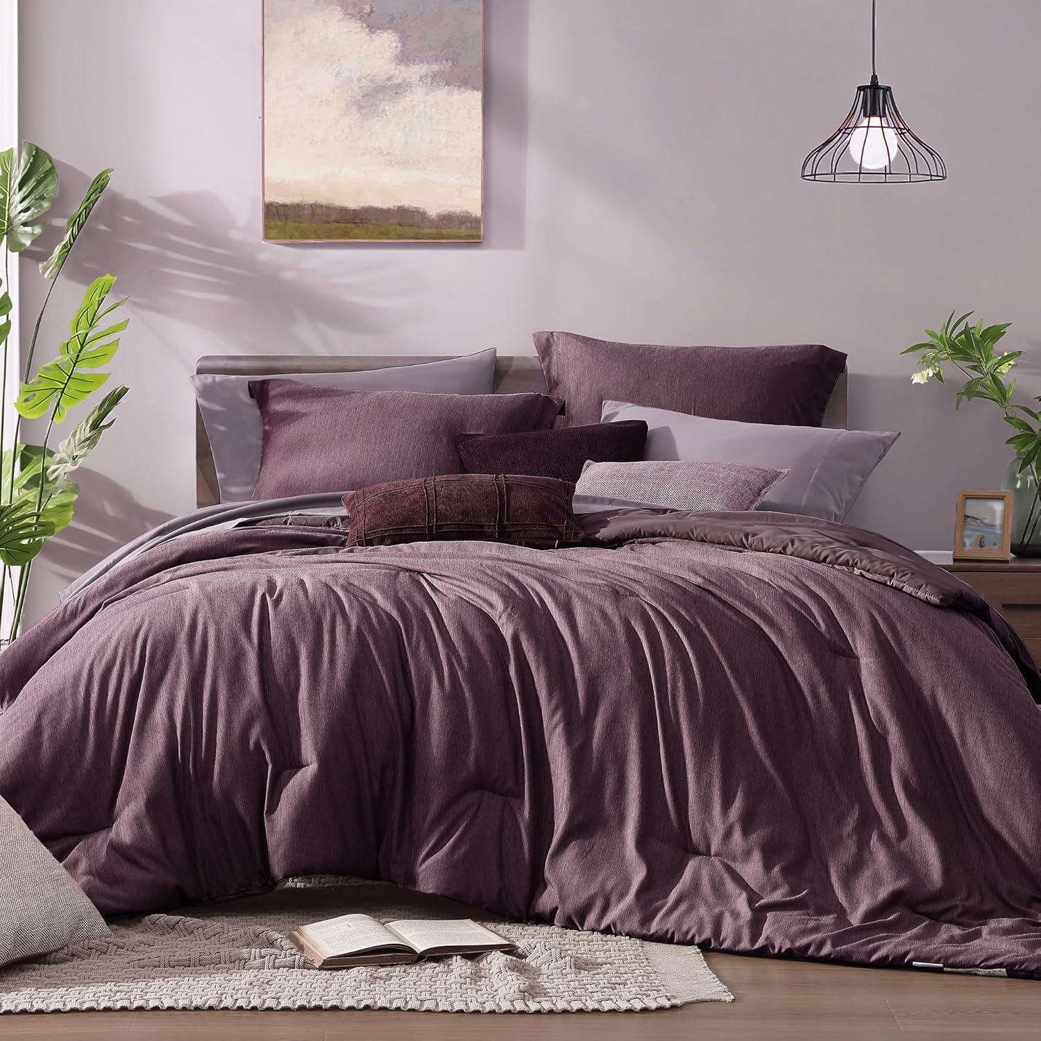 Monbix Queen Comforter Set - 7 Pieces for Cozy Sleep