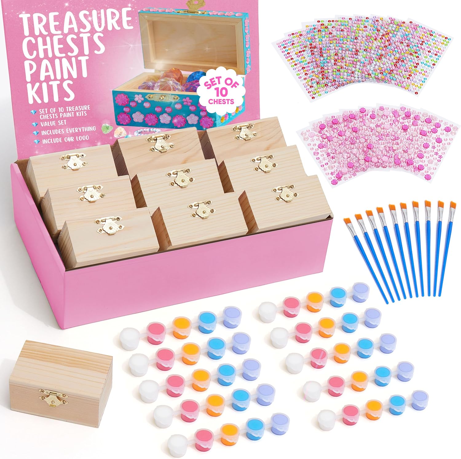 10 Sets Jewelry Box Painting Set for Kids - Fun Craft Activity
