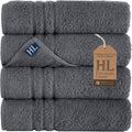 Hawmam Linen Grey Bath Towels Set of 4 - Soft, Quick Dry Luxury