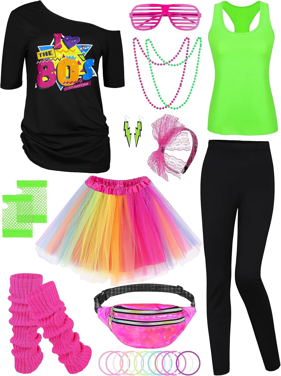 24 Pieces Halloween Women 80s Costume Accessories Set Review