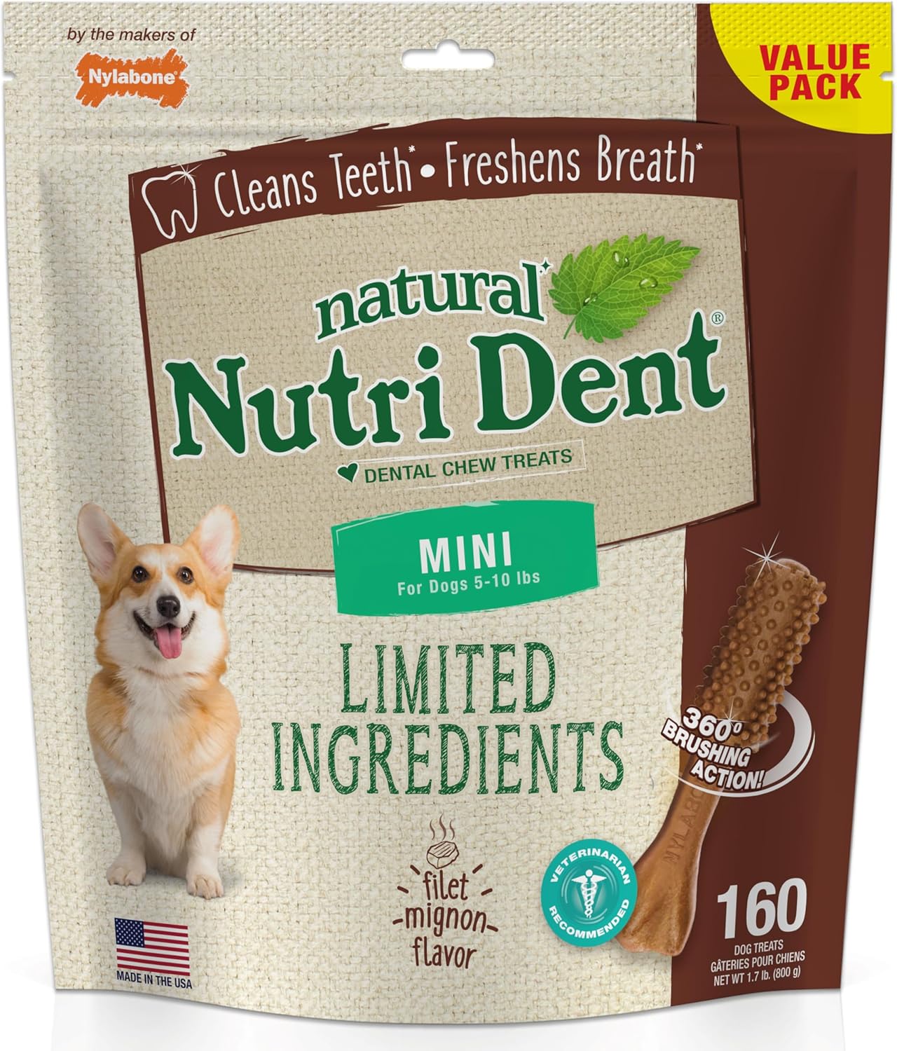 Nylabone Nutri Dent Dog Dental Chews for Fresh Breath & Teeth