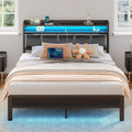 Rolanstar Bed Frame Queen Size with Charging Station and LED Lights