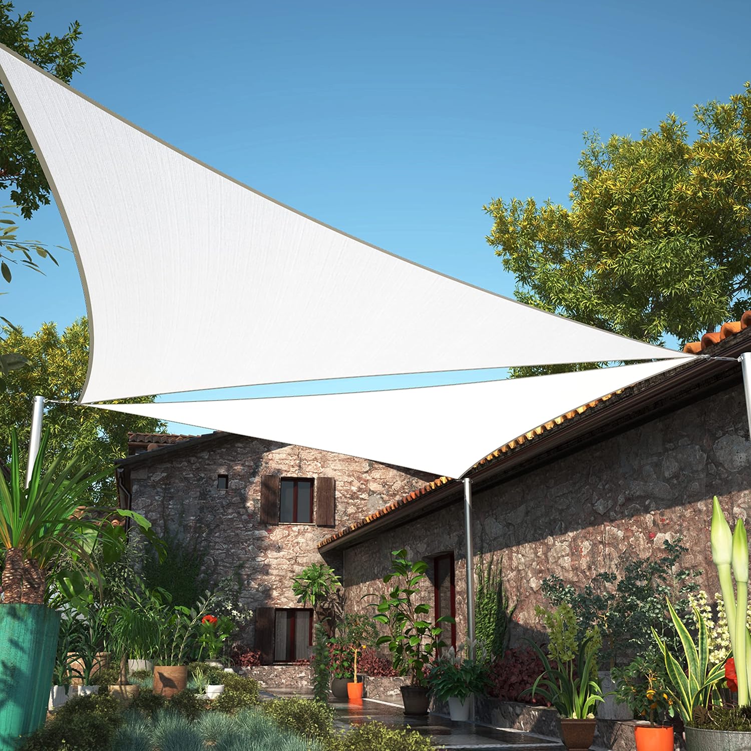 Triangle Shade Sail 27ft x 27ft x 27ft for Outdoor Spaces