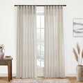 Linen Cotton Sheer Curtains 102 in Length, Oatmeal - Soft Stone-Washed
