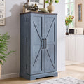 47ft Kitchen Pantry Cabinet with Barn Doors - Rustic Blue Storage