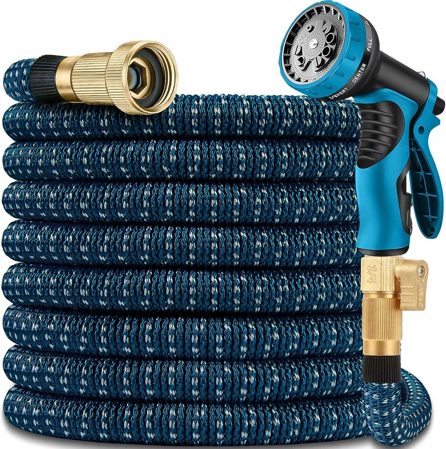 50 ft Expandable Garden Hose with 10 Spray Nozzle - Heavy Duty