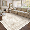 Vintage Medallion Area Rug 10x12 Soft Non Slip Beige Carpet