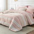Bedsure Twin Comforter Set 5-Piece Light Pink Striped - All Season