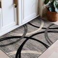 Wavy Circles Design Accent Rug, Fade-Resistant Gray - Soft 2 ft7 in x